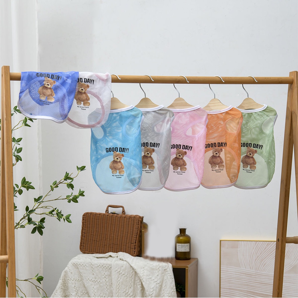 Áo Thun Lưới Mỏng Thoáng Khí In Họa Tiết Gấu Hoạt Hình Đáng Yêu Dành Cho Thú Cưng