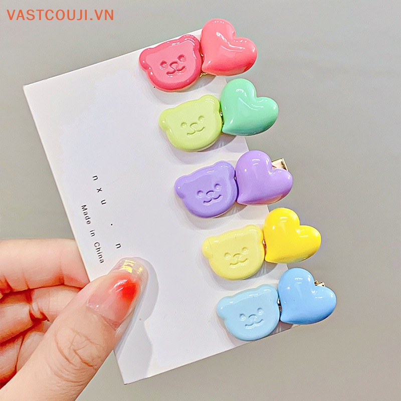 Kẹp Tóc Hình Chú Gấu Màu Kẹo Ngọt Dễ Thương Cho Nữ