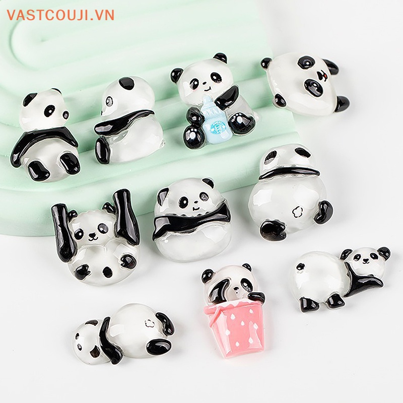 Set 5 Mặt Dây Chuyền Hình Gấu Trúc Bằng Nhựa Resin DIY Thời Trang