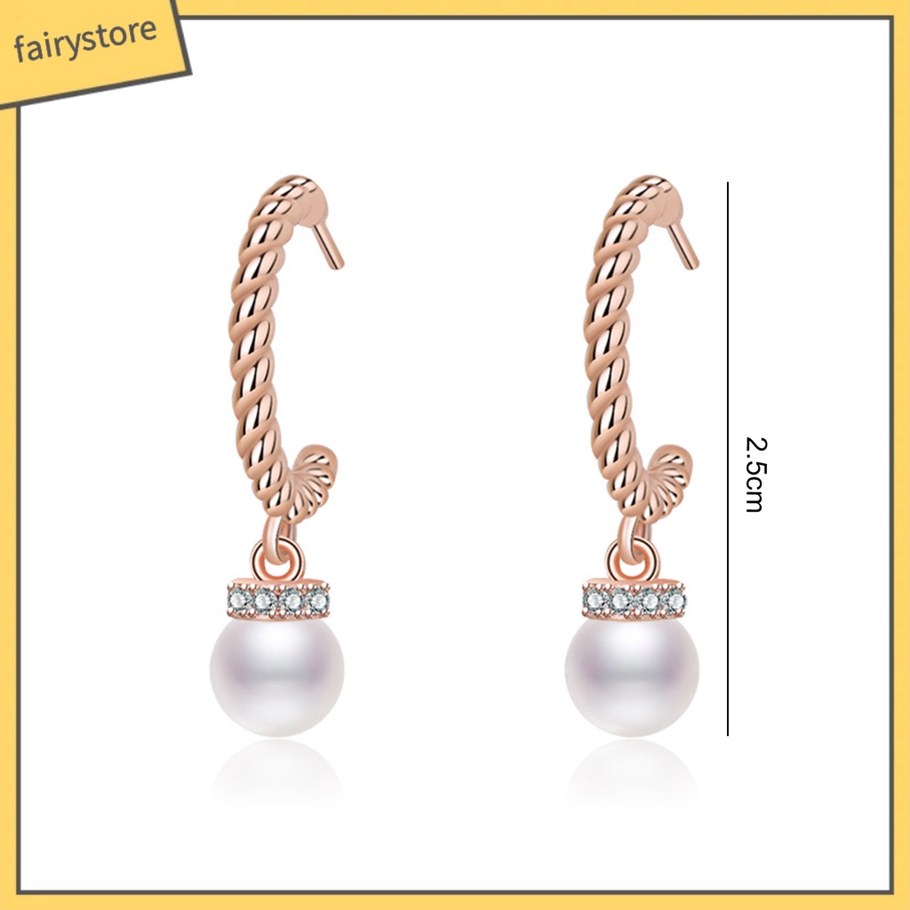 1 Đôi Bông Tai Hình Chữ C Đính Ngọc Trai Giả Thời Trang Dành Cho Nữ