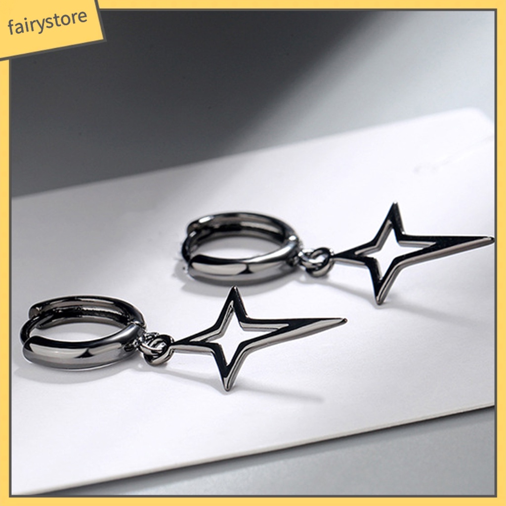 1 Đôi Bông Tai Hình Ngôi Sao Màu Trơn Phong Cách Hip hop Dành Cho Nữ