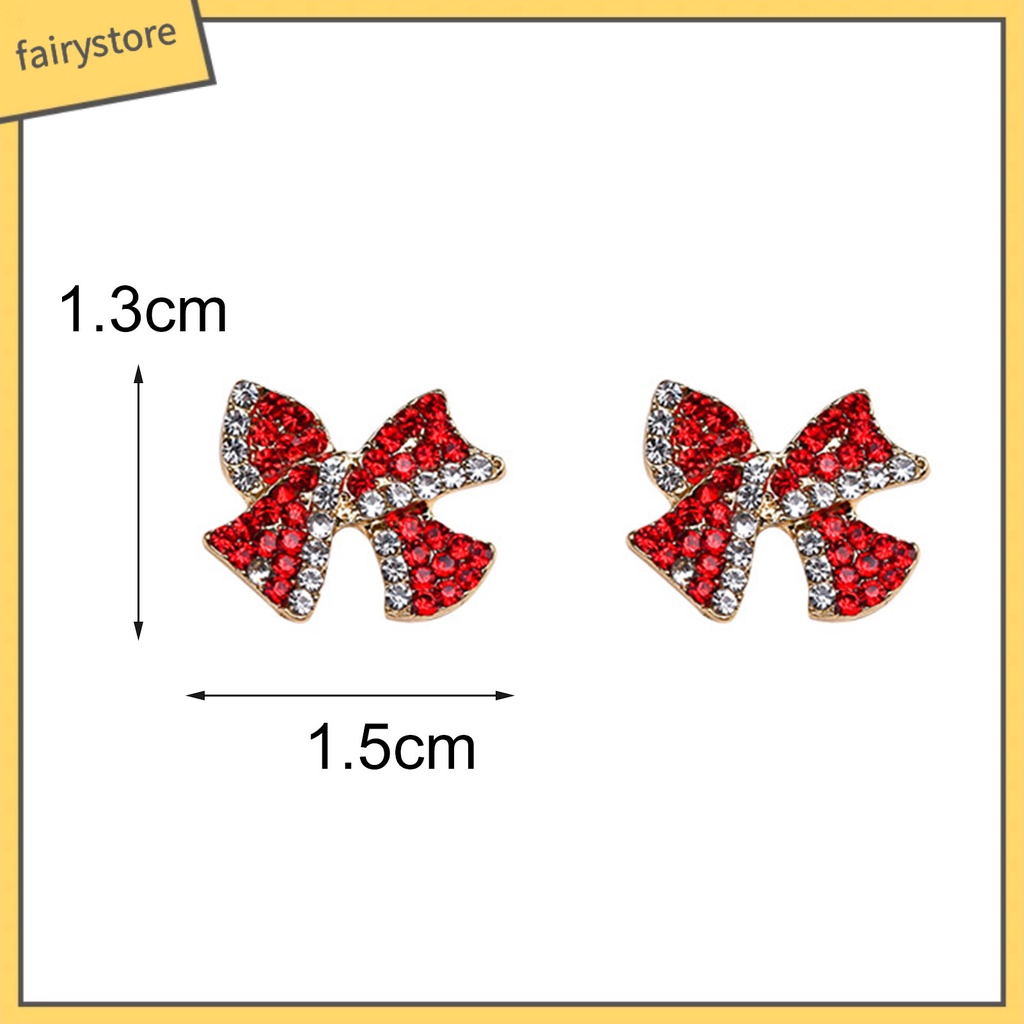 1 Đôi Bông Tai Hình Nơ Đính Đá Ngọt Ngào Dành Cho Nữ