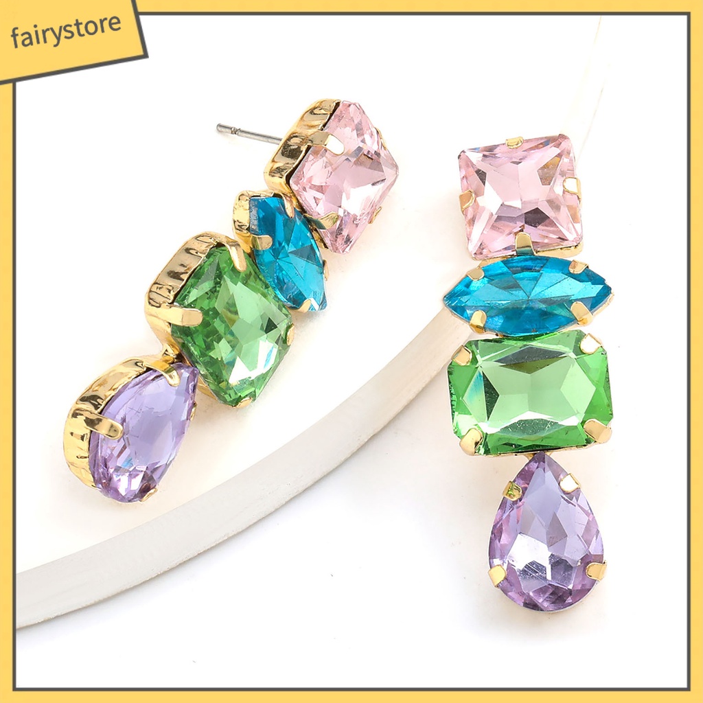 1 Đôi Bông Tai Hình Giọt Nước Đính Đá Lấp Lánh Dành Cho Nữ