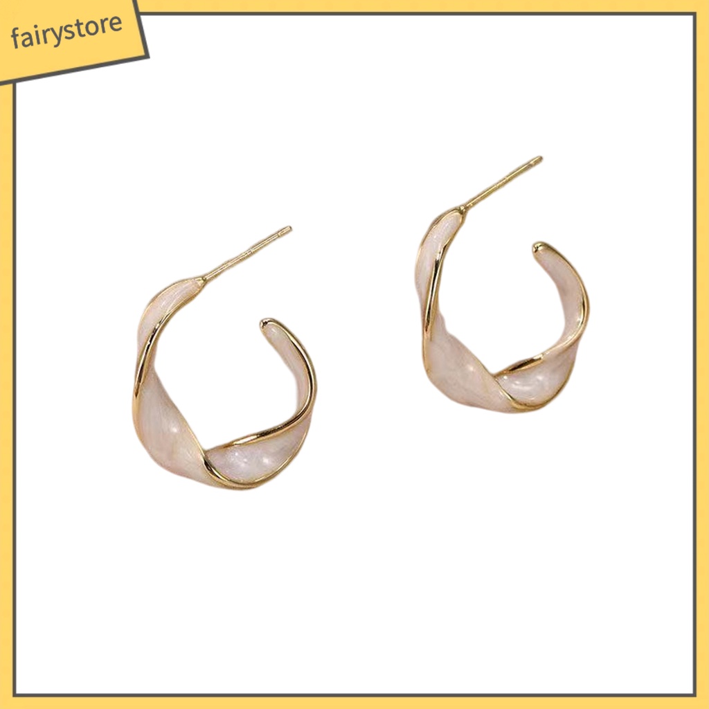 1 Đôi Bông Tai Kim Loại Xoắn Phong Cách Retro Thời Trang Dành Cho Nữ