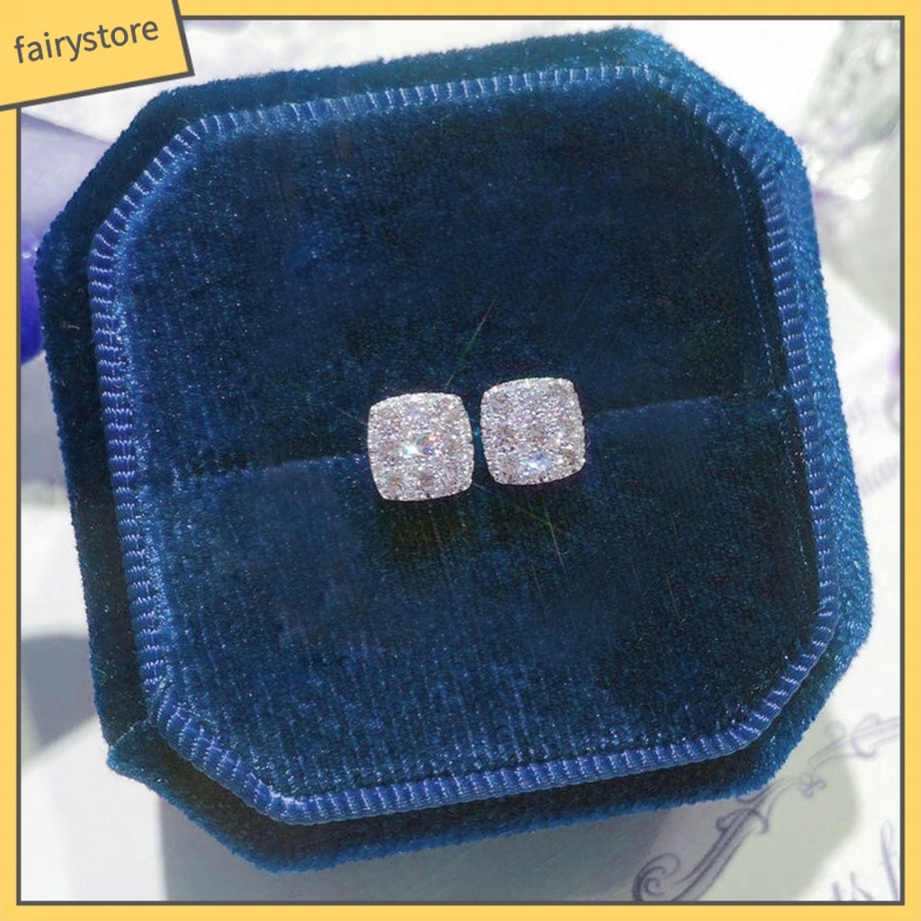 1 Cặp Bông Tai Đính Đá Bằng Đồng Thiết Kế Tối Giản Thời Trang Cho Nữ