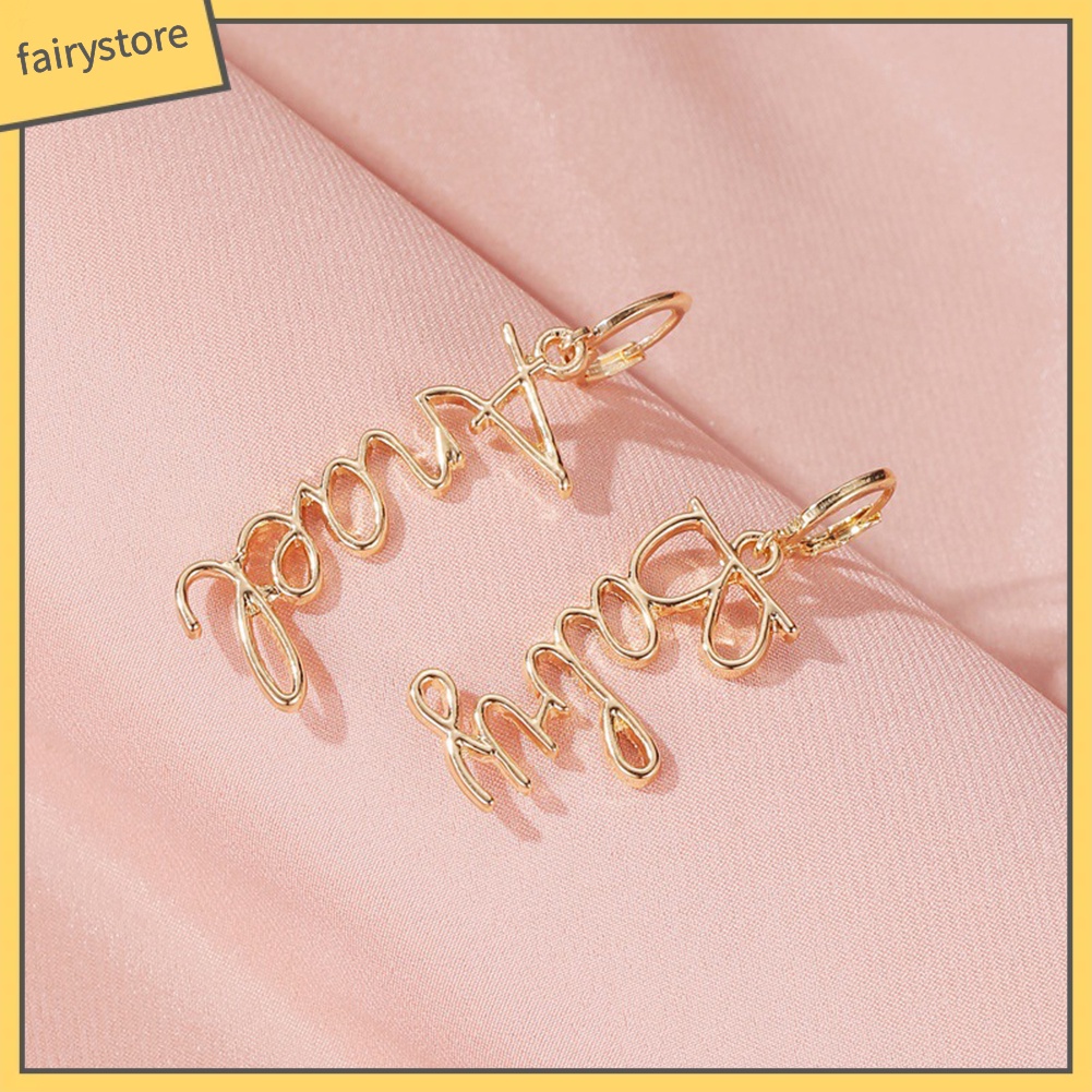 Bông Tai Dáng Dài Hình Thiên Thần Và Chữ Baby Fuck You Thời Trang Cho Nữ