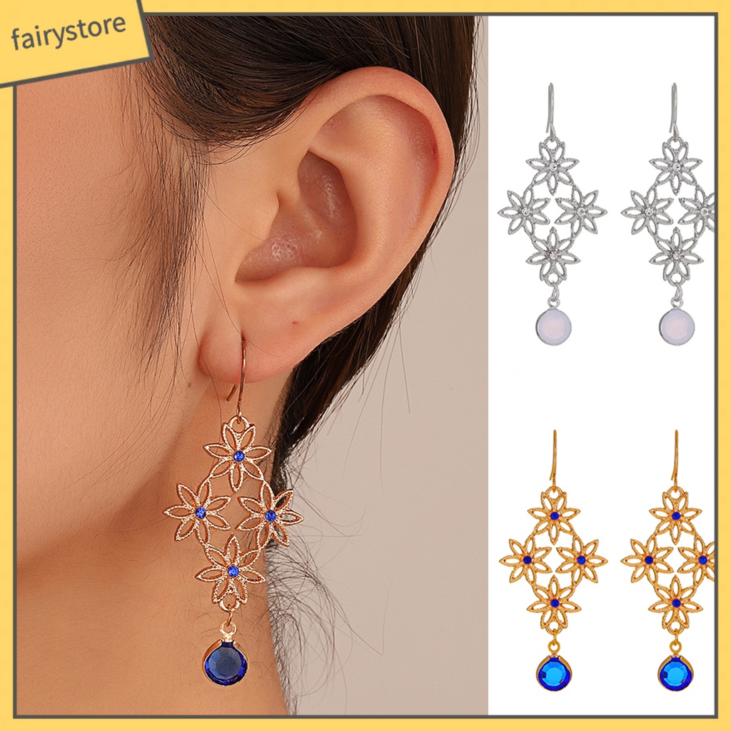 1 Cặp Bông Tai Móc Hình Hoa Rỗng Phong Cách Bohemian