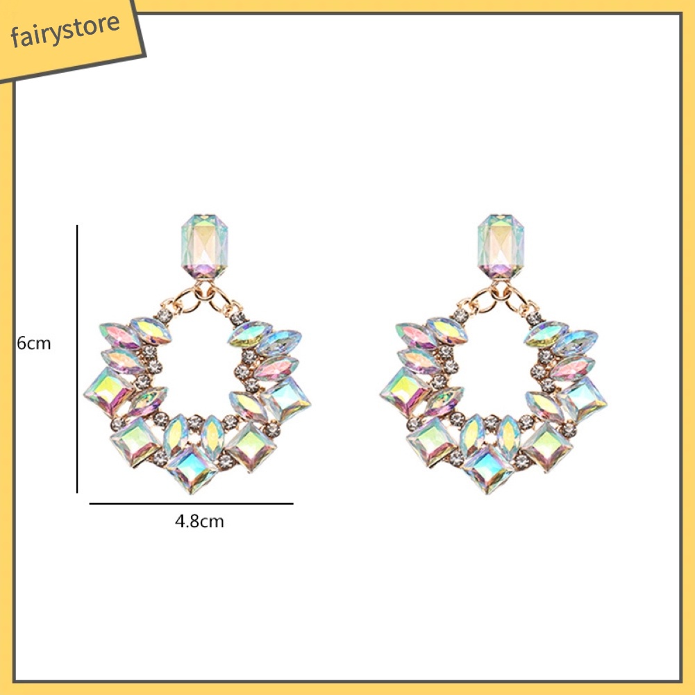 Khuyên Tai Tròn Đính Đá Lấp Lánh Thời Trang Cho Nữ