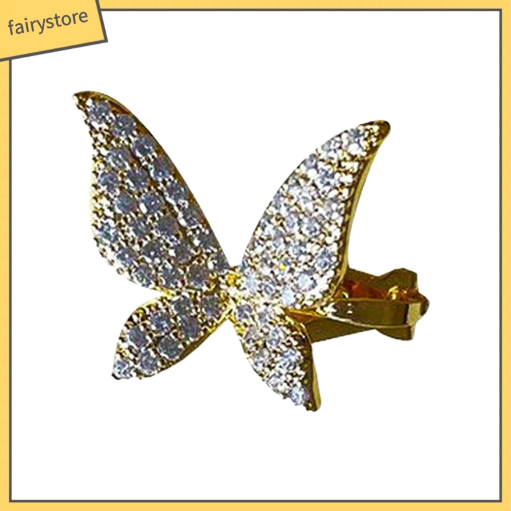 1 Khuyên Vành Tai Hình Bướm Đính Đá Lấp Lánh Thời Trang Cho Nữ