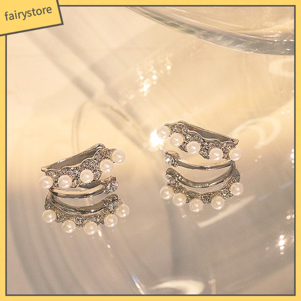 1 Đôi Bông Tai Dạng Kẹp Đính Ngọc Trai Giả Phong Cách Pháp Thời Trang Dự Tiệc
