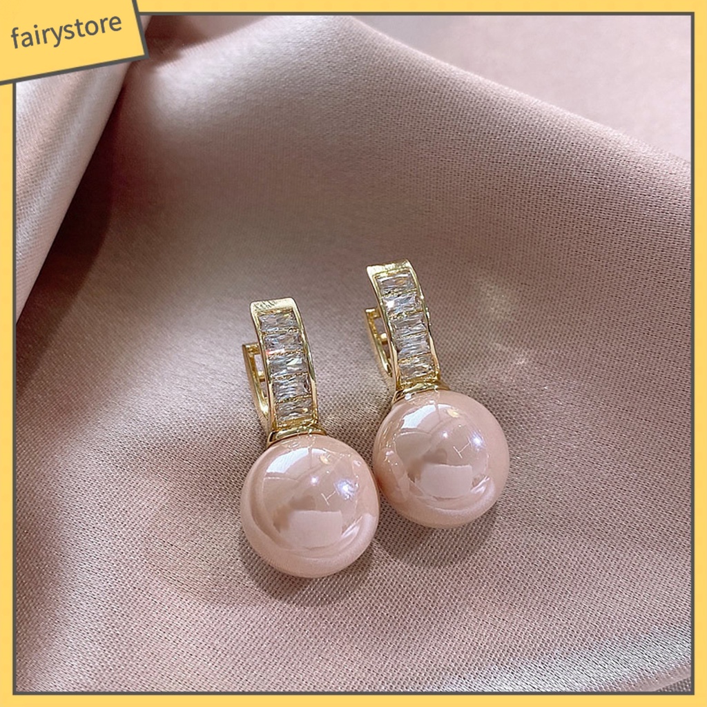 1 Đôi Bông Tai Dáng Dài Đính Ngọc Trai Nhân Tạo Hình Chữ U Phong Cách Pháp Thời Trang