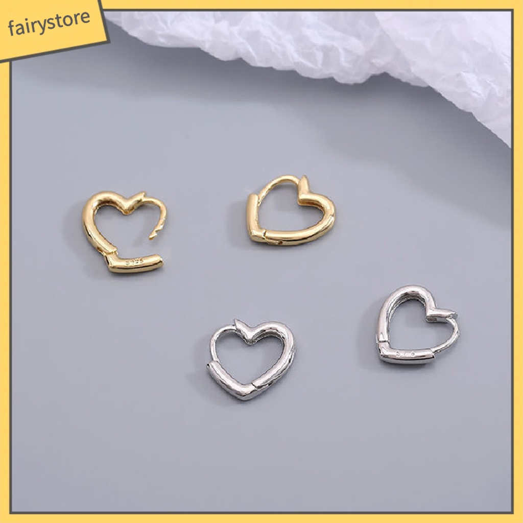 [FRO] Bông Tai Xỏ Lỗ Nhỏ Đơn Giản Màu Bạc Trang Trí Hình Trái Tim Trang Trí Tiệc Tùng