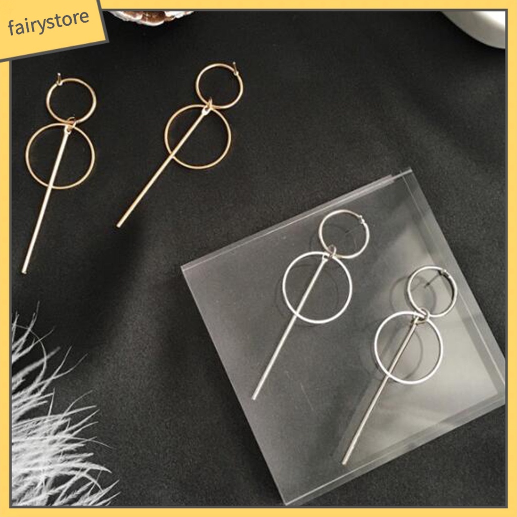 Bông Tai Hình Tròn Phối Tua Rua Dáng Dài Bằng Hợp Kim Thời Trang Dự Tiệc Cho Nữ