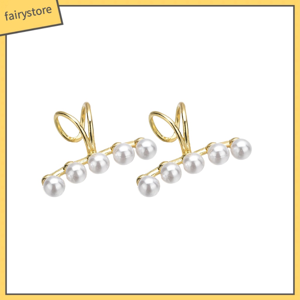 Khuyên Kẹp Vành Tai Đính Ngọc Trai Giả Thời Trang Dự Tiệc Cho Nữ