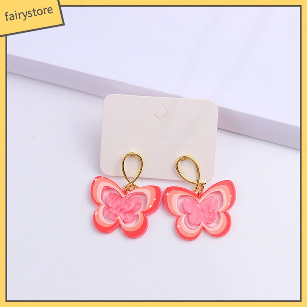 1 Đôi Bông Tai Hình Bướm Rỗng Nhiều Màu Phong Cách Vintage Dành Cho Nữ