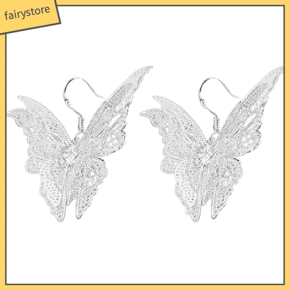 Bông Tai Hình Bướm Rỗng Đính Đá Zircon Phong Cách Vintage Dành Cho Nữ