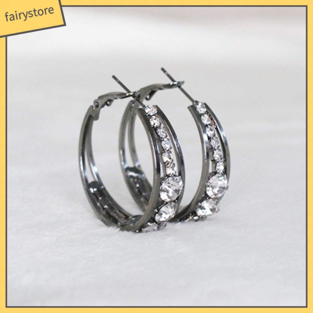 Bông Tai Tròn Đính Đá Lấp Lánh Quyến Rũ Dành Cho Nữ