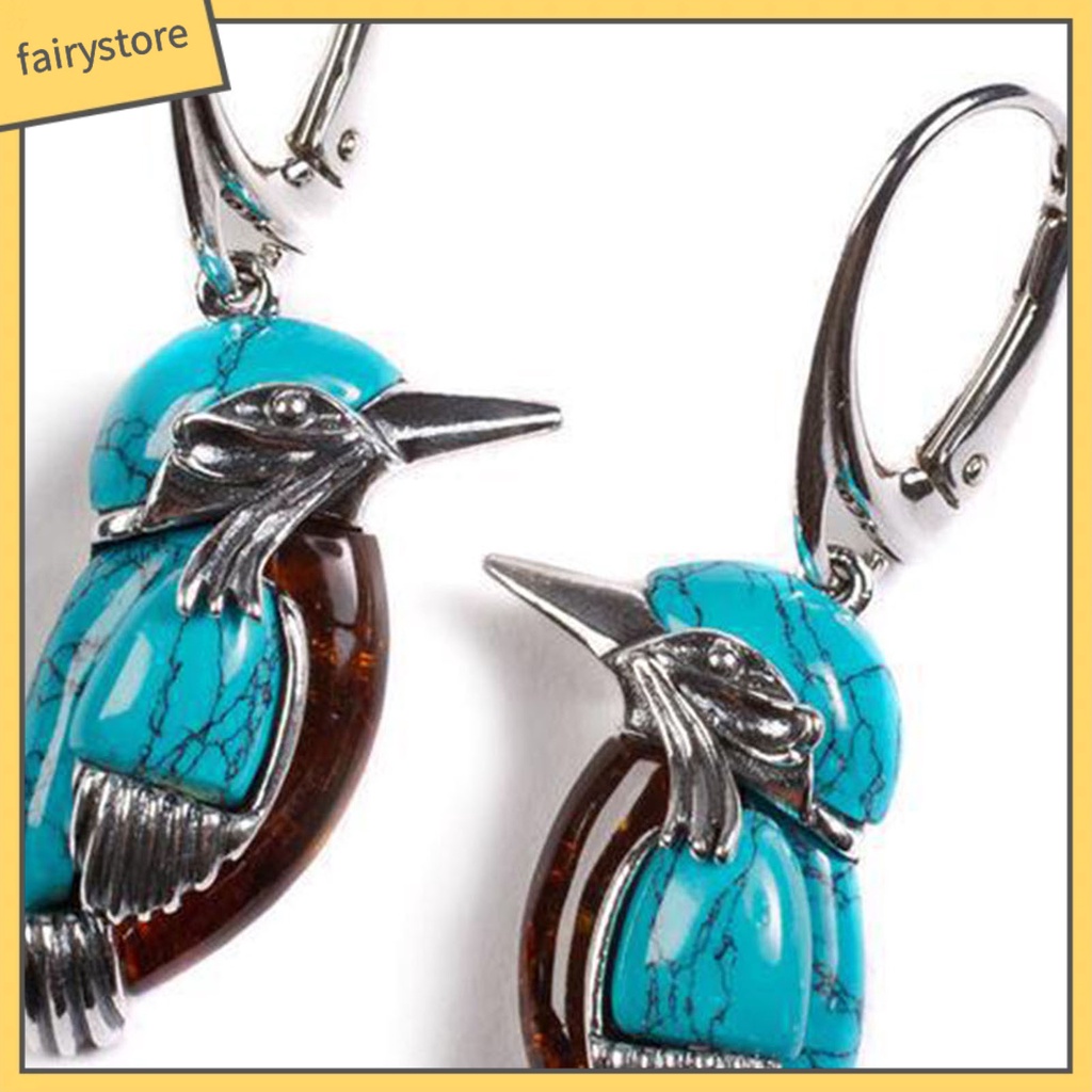 1 Đôi Bông Tai Hình Chim Tự Nhiên Phong Cách Vintage Dành Cho Nữ