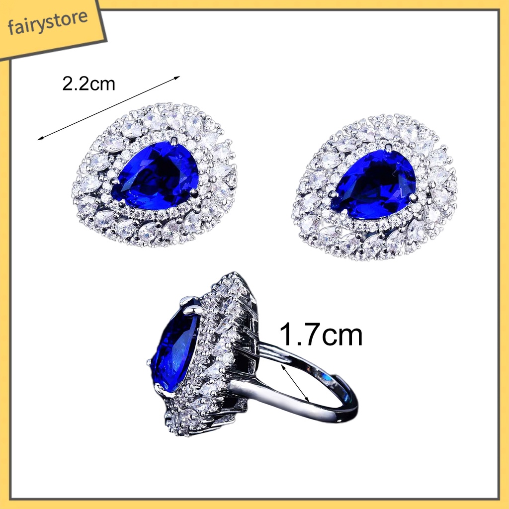 [FRO] Nhẫn Đính Đá Hình Giọt Nước Tinh Tế Cho Nữ