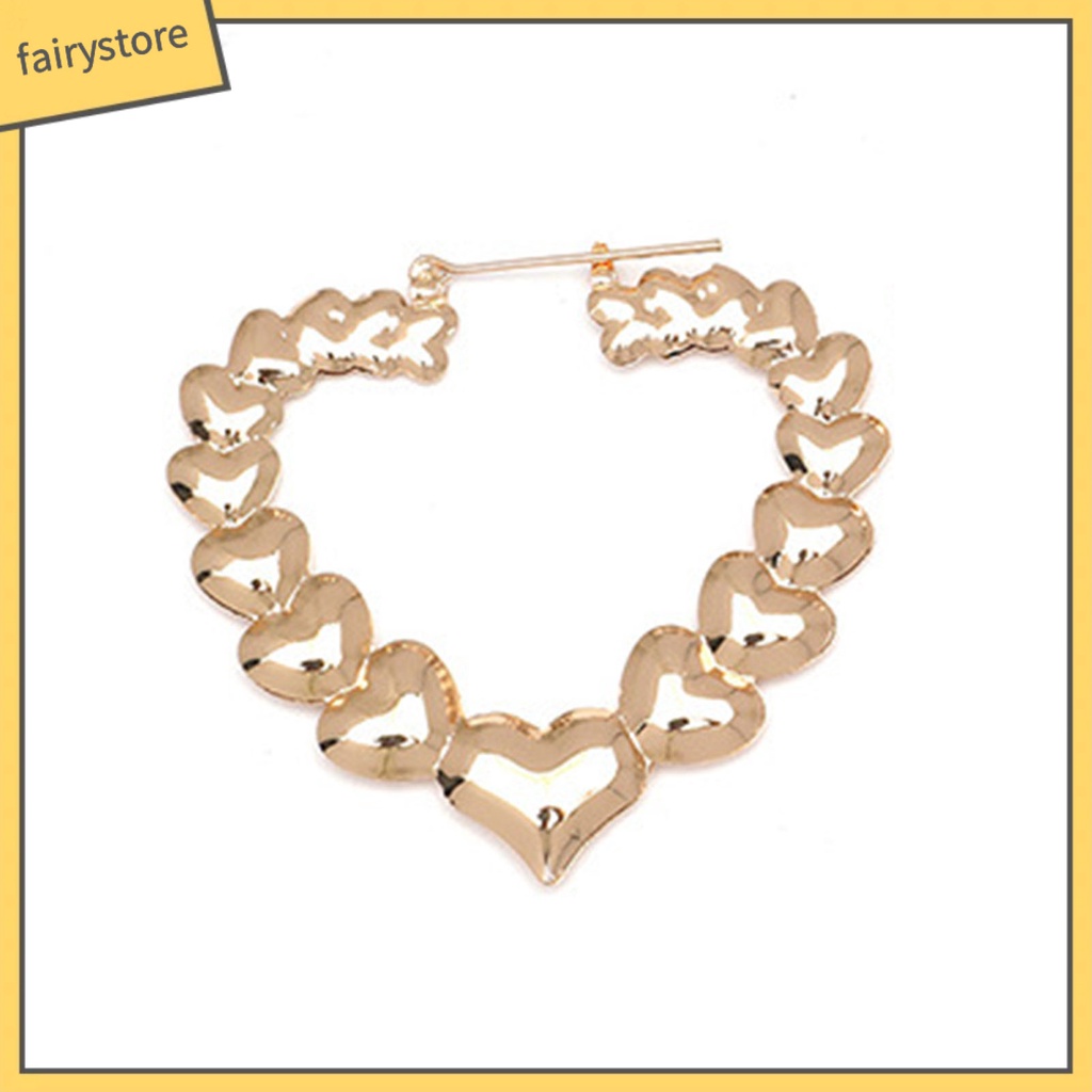 1 Cặp Bông Tai Hình Trái Tim Mạ Màu Trơn Phong Cách Cổ Điển Cho Nữ