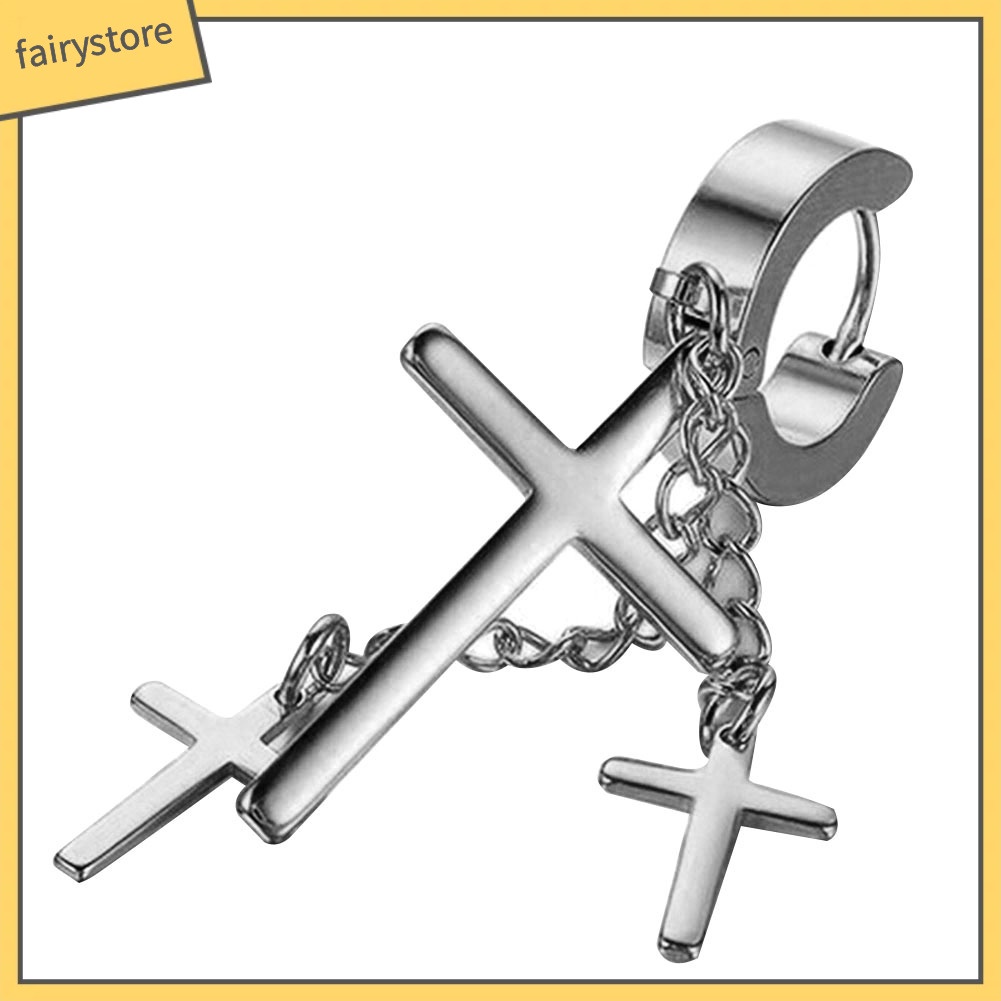 Bông Tai Hình Chữ Thập Nhiều Lớp Phong Cách Punk Cá Tính Cho Nữ