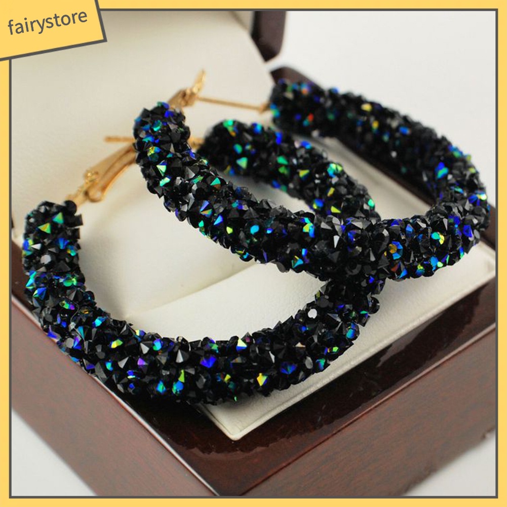 Đôi Bông Tai Khoen Tròn Đính Đá Thời Trang Cho Nữ