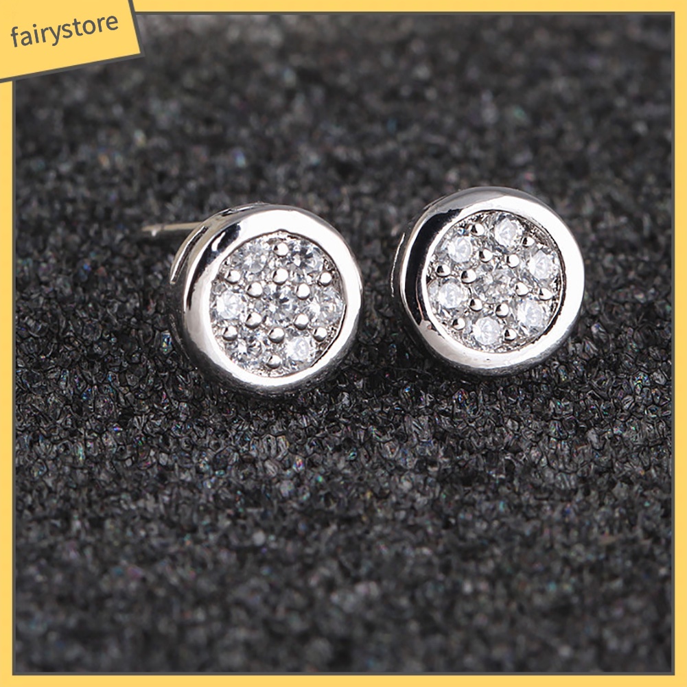 Bông Tai Tròn Đính Đá Zircon Thời Trang Dự Tiệc Cho Nữ