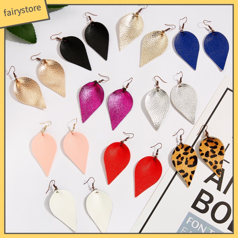 Bông Tai Móc Hình Giọt Nước Họa Tiết Da Báo / Hình Giọt Nước Thời Trang Cho Nữ