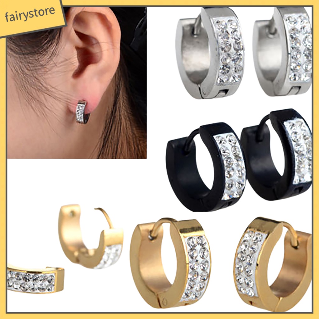 1 Đôi Khuyên Tai Tròn Nhỏ Bằng Thép Titan Phong Cách Punk Dành Cho Tiệc Tùng