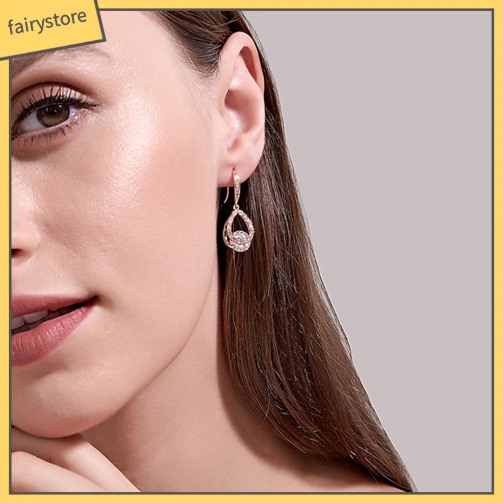 1 Đôi Bông Tai Hình Giọt Nước Đính Đá Lấp Lánh Dành Cho Nữ