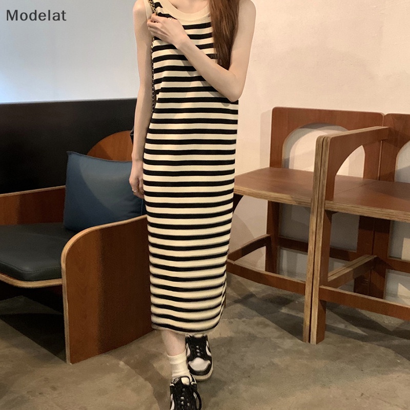 Mfc Đầm Không Tay Dáng Suông Họa Tiết Kẻ Sọc Phong Cách Hàn Quốc Cơ Bản Dành Cho Bạn Nữ WTD