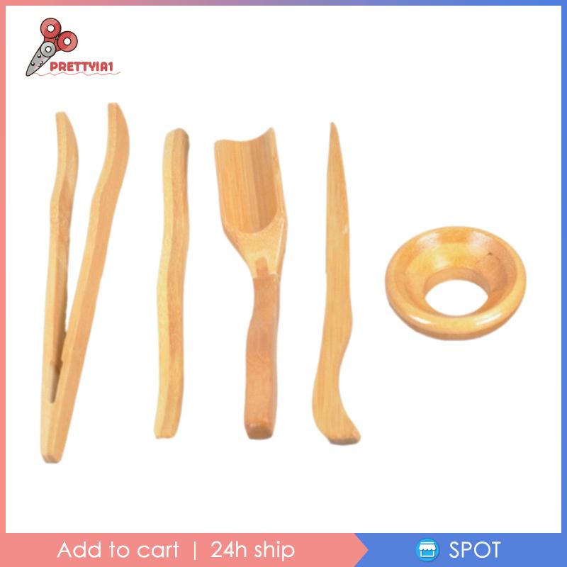 1 [Prettyia] Set 5 Kẹp Gỗ Gắp Trà &amp; Cà Phê