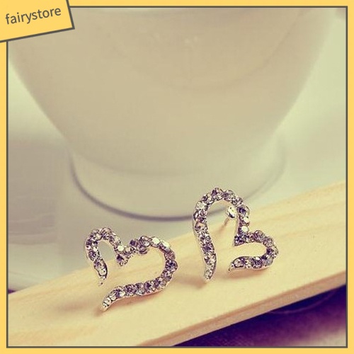 Khuyên Tai Hình Trái Tim Mở Đính Đá Pha Lê Thời Trang Cho Nữ
