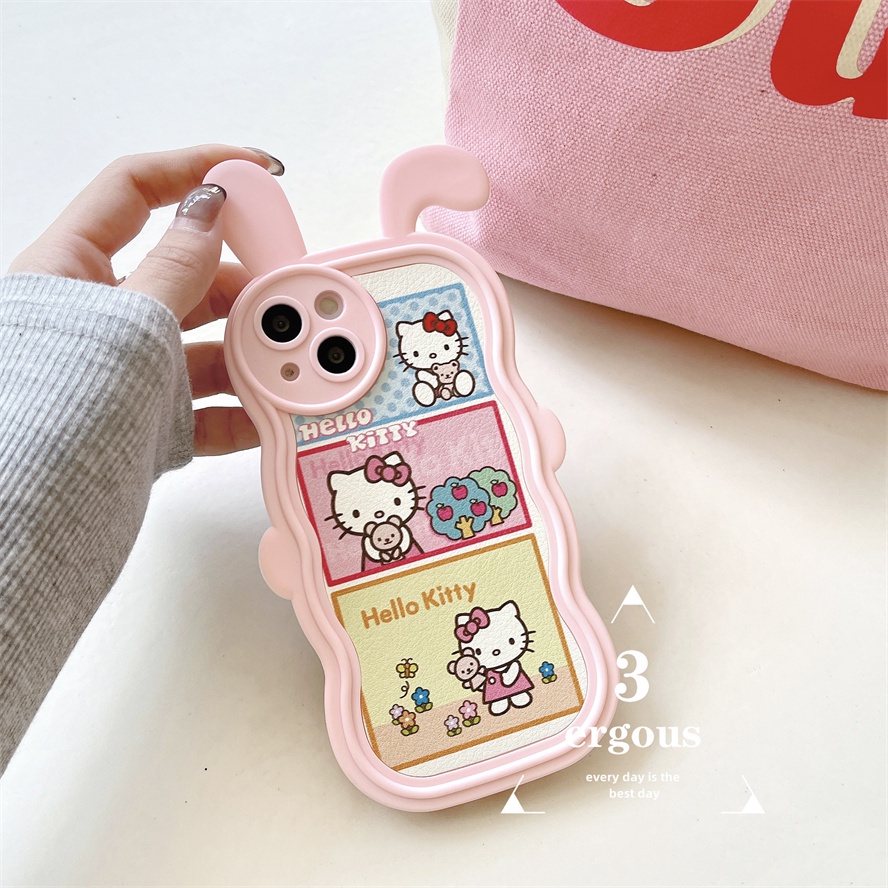 Ear CaseỐp Điện Thoại TPU Mềm Họa Tiết Mèo Kitty Dễ Thương Dành Cho IPhone 14 13 12 11 Pro Max X XR Xs Max
