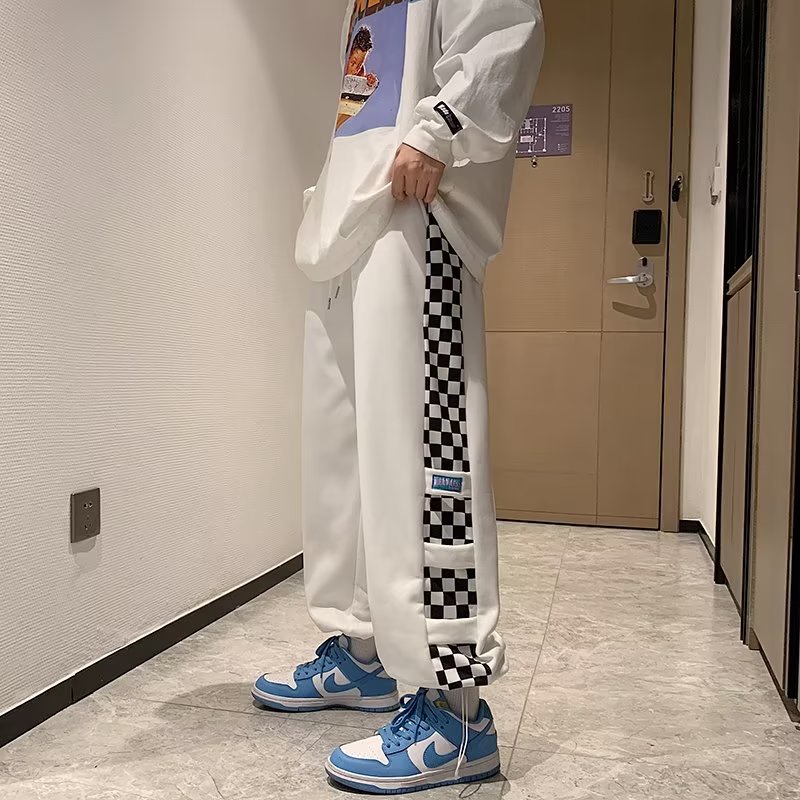 Quần Dài Thể Thao Ống Đứng In Họa Tiết Caro Phong Cách Hàn Quốc Thời Trang Xuân Thu Cho Nam