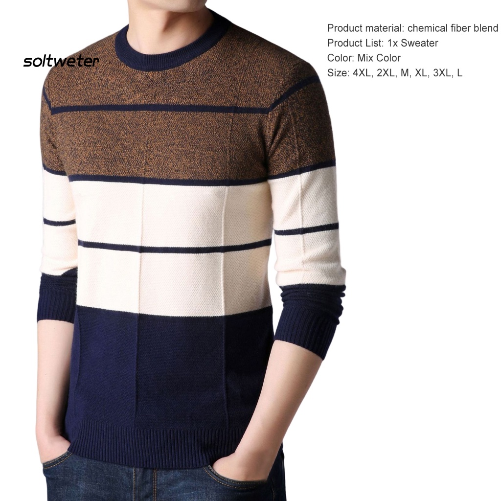 Áo Sweater Dệt Kim Tay Dài Cổ Tròn Mềm Mại Thoáng Khí Chống Bám Dầu Thời Trang Cho Nam