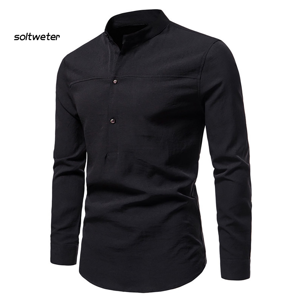 Áo Sơ Mi Cổ Đứng Màu Trơn Cài Nút Phong Cách Doanh Nhân Thời Trang Mùa Xuân Cho Nam