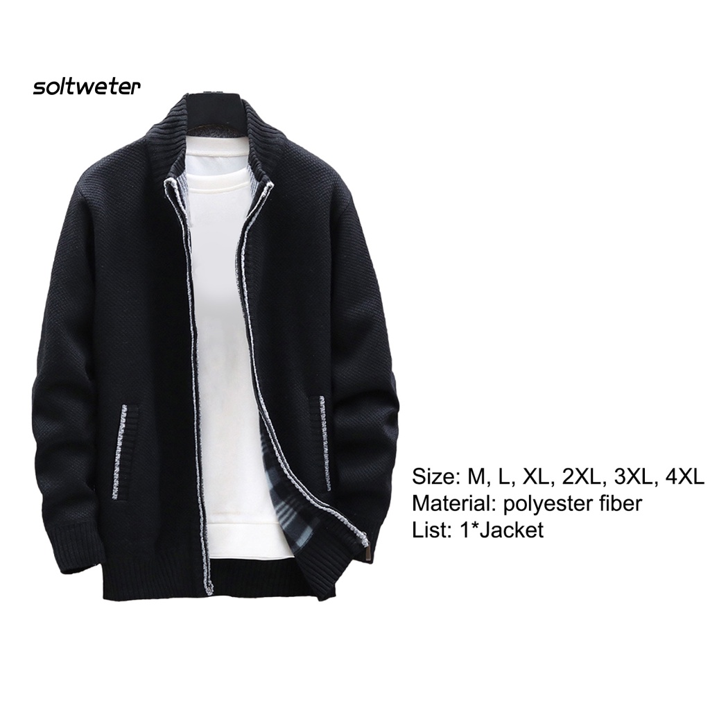 Áo Khoác Cổ Đứng Tay Dài Màu Trơn Dày Dặn Thời Trang Thu Đông Cho Nam