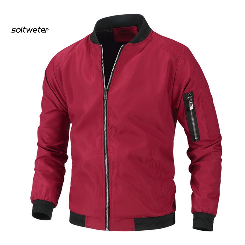 Áo Khoác Nam Dài Tay Cổ Đứng Dáng Rộng Màu Trơn Phối Khóa Kéo Kiểu Hàn Quốc Thời Trang Xuân Thu