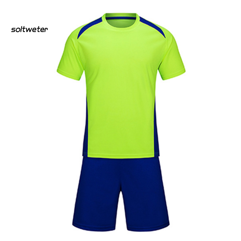 1 Bộ Áo Thun + Quần Short Thể Thao Màu Sắc Tương Phản Thấm Hút Mồ Hôi Thời Trang Cho Nam Và Nữ