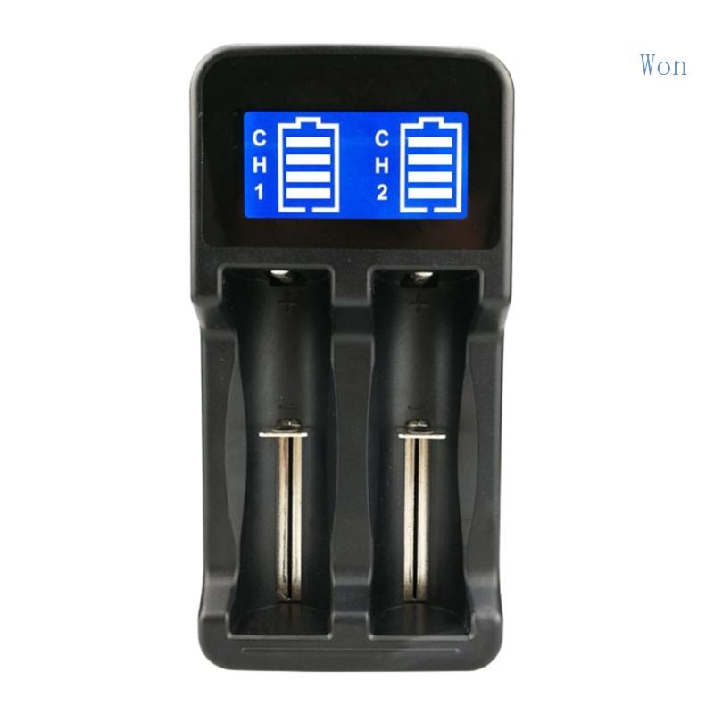 Thiết Bị Sạc Pin 18650 26650 16340 Màn Hình LCD 2 Ngăn Tiện Dụng