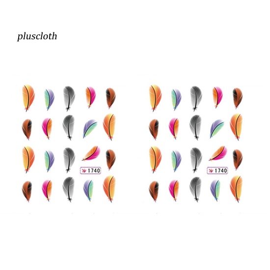 Bộ 2 Miếng Dán Móng Tay Hình Lông Vũ Thời Trang