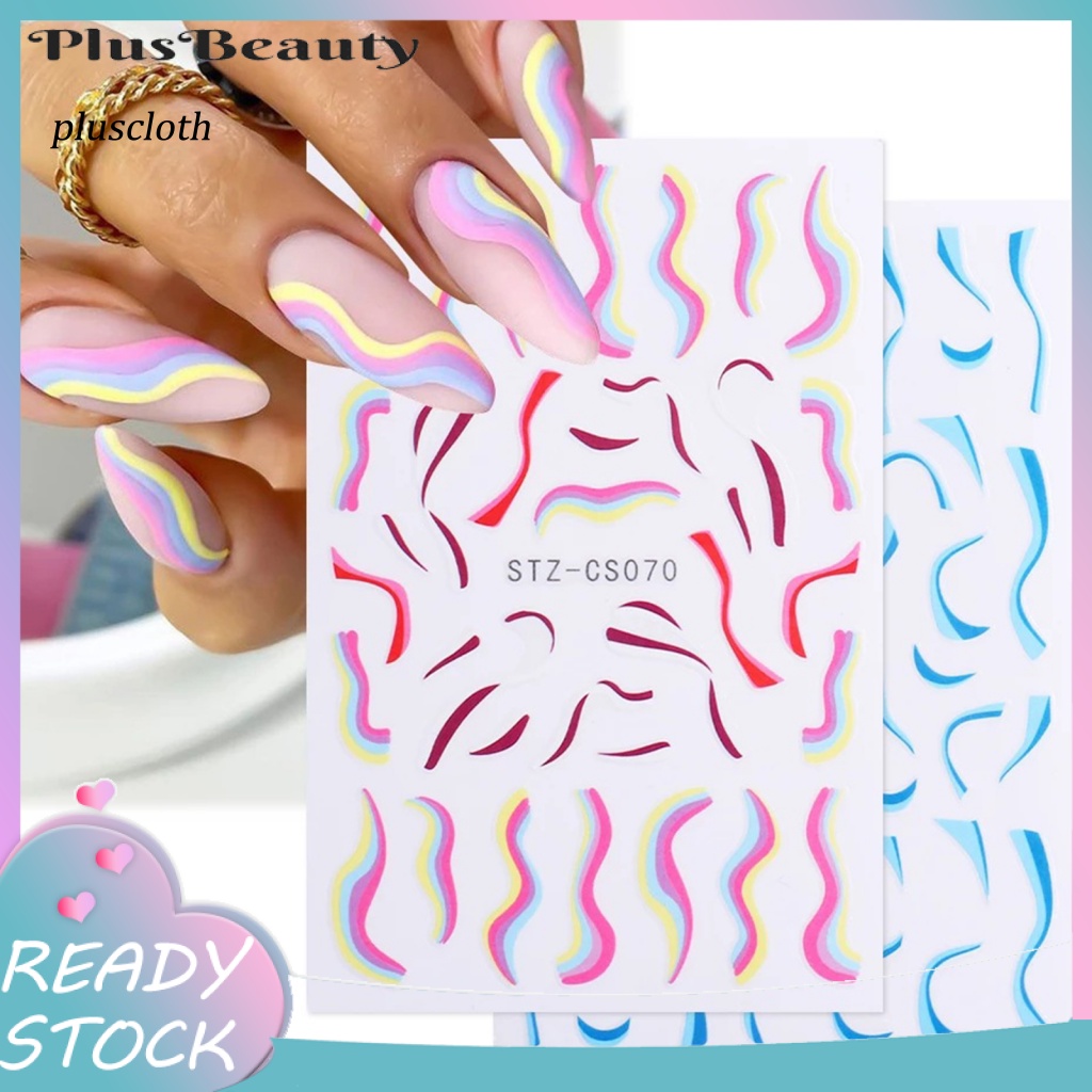 Bộ 7 Miếng Dán Móng Tay Siêu Mỏng Họa Tiết Hình Học 3D Phong Cách Pháp