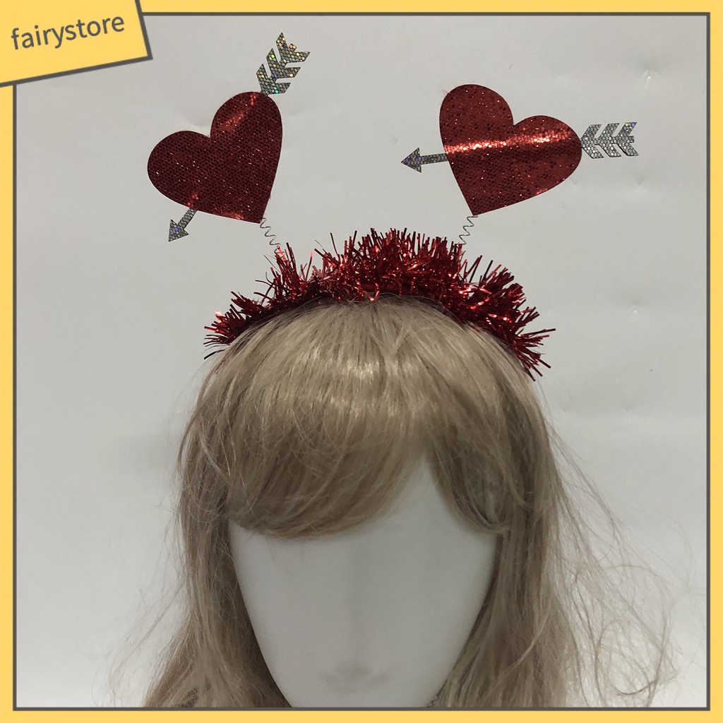 [FRO] Băng Đô Đính Kim Sa Đỏ Tạo Không Khí Co Giãn Chống Trượt Làm Quà Tặng Valentines