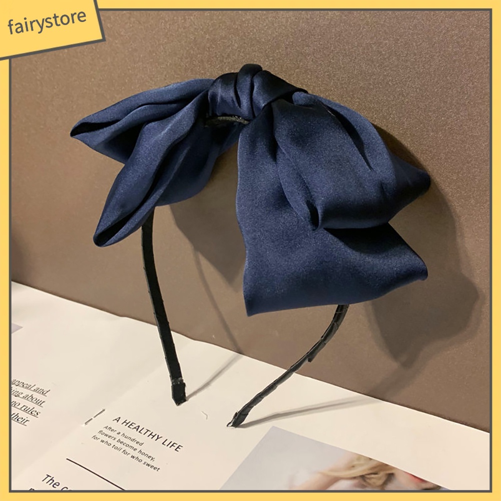 Băng Đô Nơ Cài Tóc Màu Trơn Phong Cách Vintage Thời Trang Cho Nữ