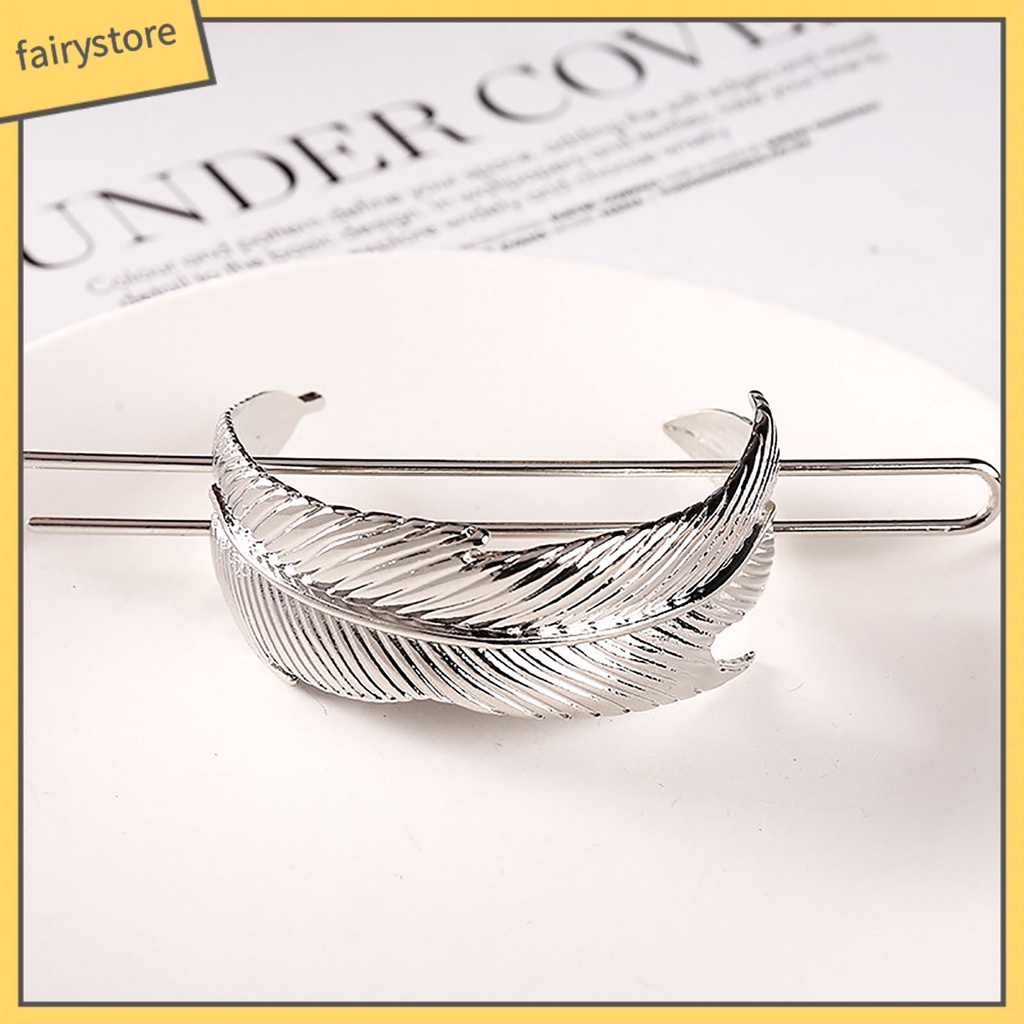 Kẹp Tóc Hình Lông Vũ Tròn Bằng Hợp Kim Chống Trượt