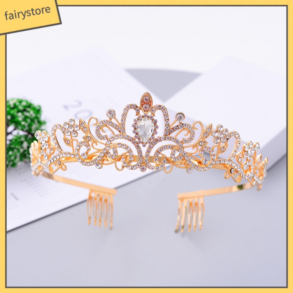Vương Miện Cài Tóc Đính Đá Phong Cách Vintage Cho Cô Dâu