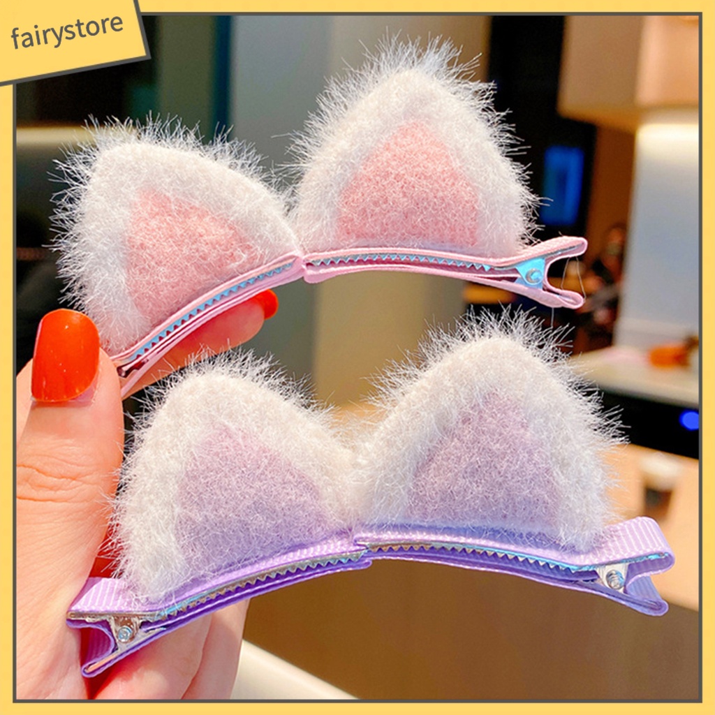 1 Cặp Kẹp Tóc Hình Tai Mèo Nhiều Màu Xinh Xắn