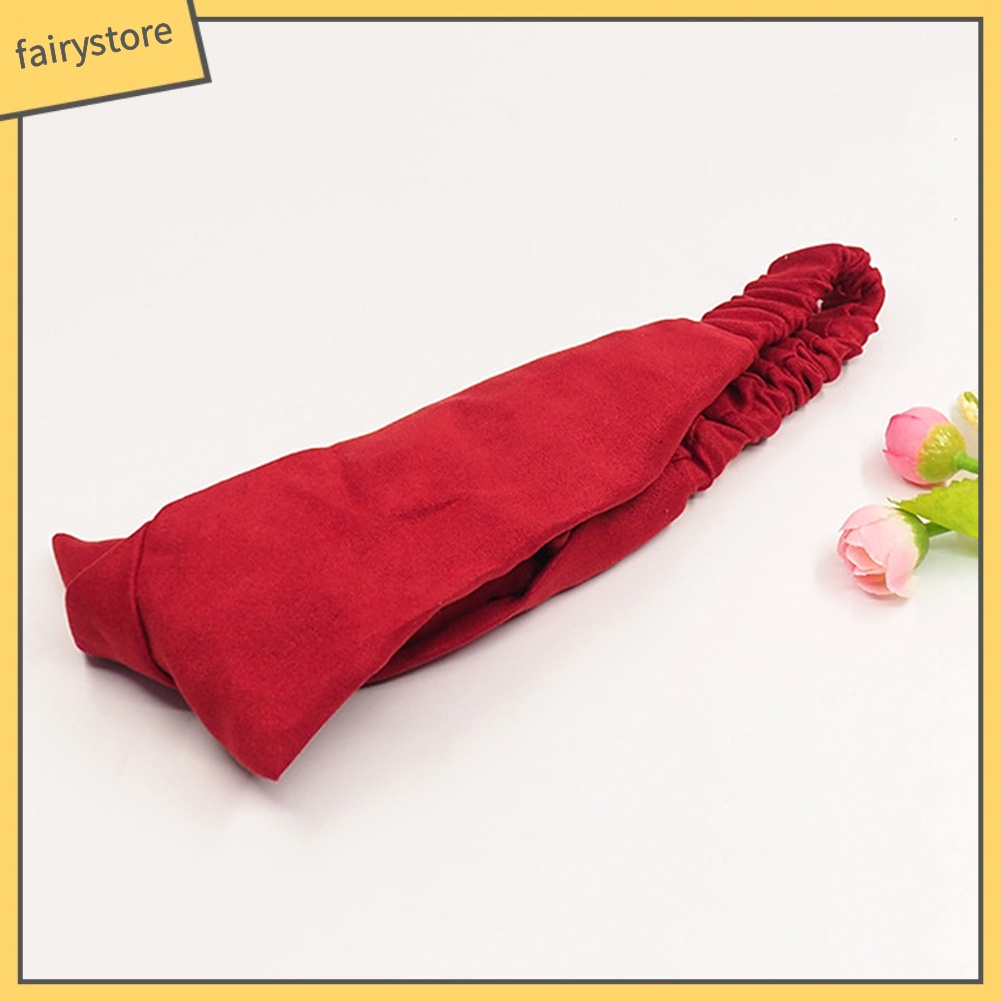 Băng Đô Cài Tóc Thắt Nút Bằng Da Lộn Màu Trơn Phong Cách Vintage Dành Cho Nữ