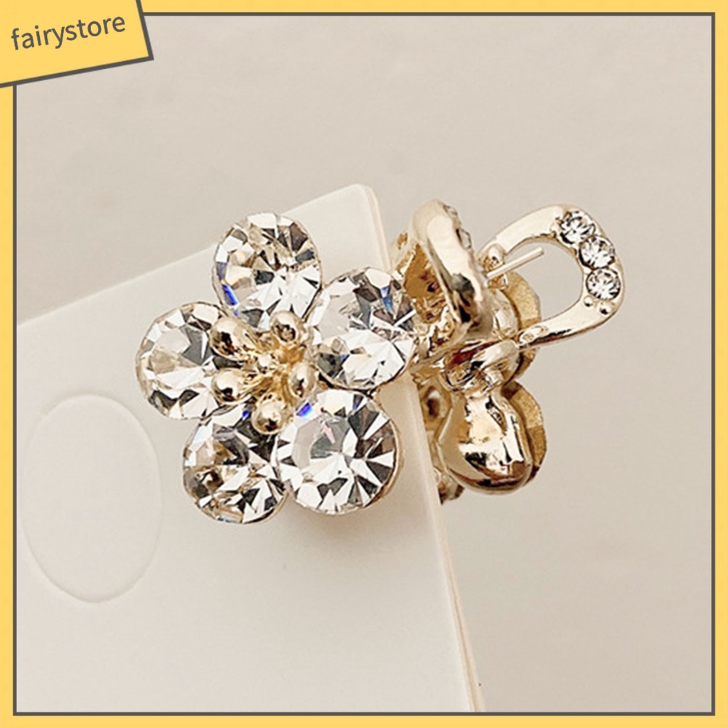 [FRO] Kẹp Tóc Mái Chéo Hình Hoa Đính Đá Lấp Lánh Đơn Giản Dành Cho Trẻ Em